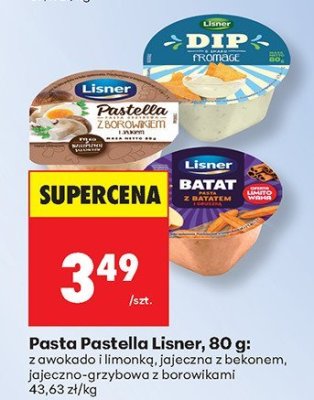 Pasta Pastella Lisner 80g: z awokado, jajeczna z bekonem, jajeczno-grzybowa z borowikami promocja w Biedronka