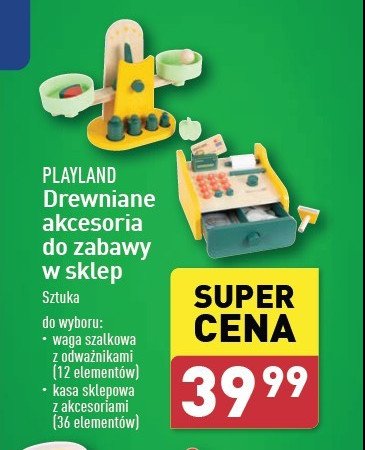 Drewniana kasa sklepowa z akcesoriami Playland promocja