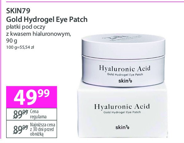 Płatki pod oczy z kwasem hialuronowym SKIN79 24K HYALURONIC ACID promocja w Hebe