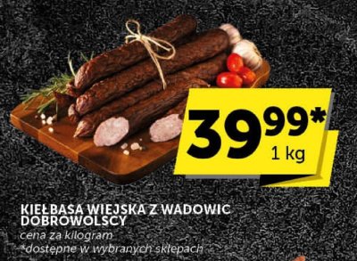 Kiełbasa wiejska z wadowic Dobrowolscy promocja w Euro Sklep