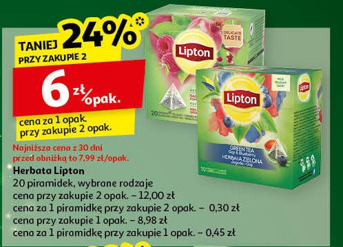 Herbata z nutą truskawki i maliny Lipton green tea promocja w Auchan