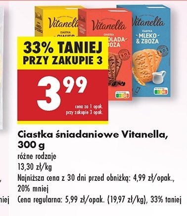 Ciastka owies Vitanella promocja w Biedronka