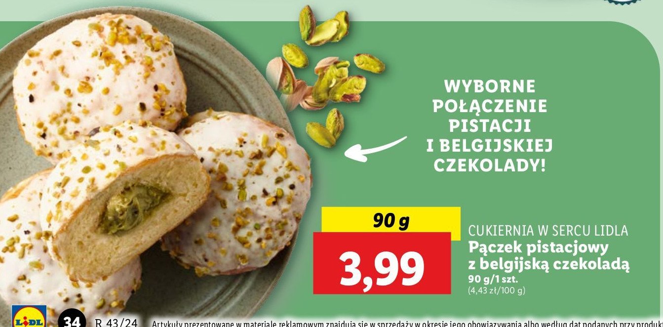 Pączek premium pistacjowy z belgijską czekoladą promocja