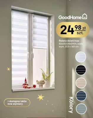 Roleta dzień/noc GoodHome biała 37,3 x 160 cm promocja w Castorama