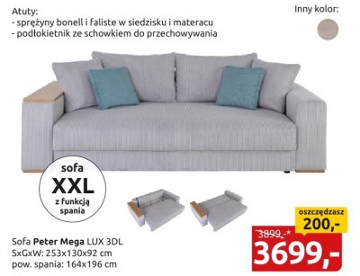 Sofa Peter Mega LUX 3DL promocja w Black Red White