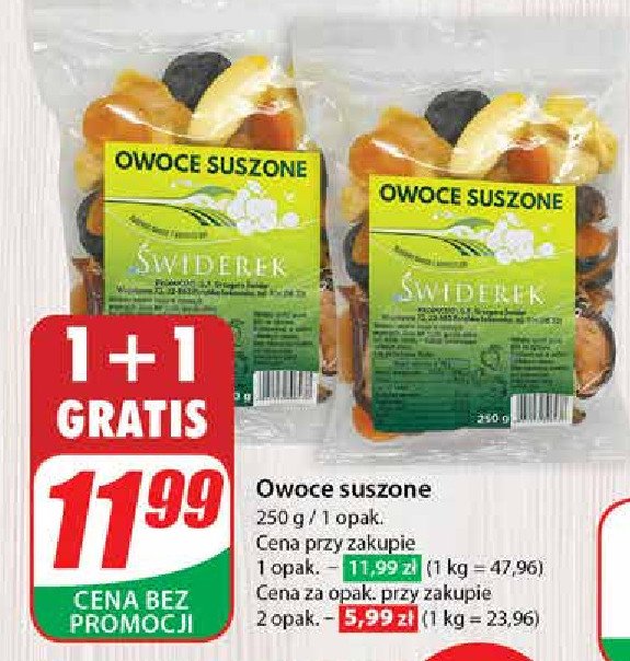 Mieszanka suszonych owoców ŚWIDEREK promocja