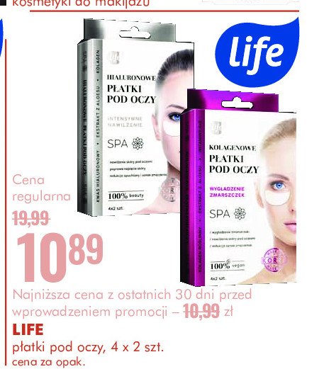 Płatki pod oczy hialuronowe Life spa Life (super-pharm) promocja