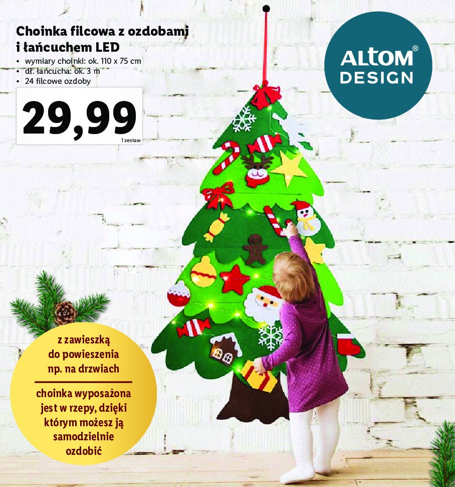Choinka filcowa led 110 x 75 cm Altom design promocja