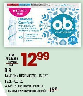 Tampony higieniczne O.B. 16 SZT promocja w Drogerie Natura