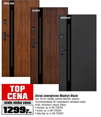 Drzwi zewnętrzne Madryt Black promocja w OBI