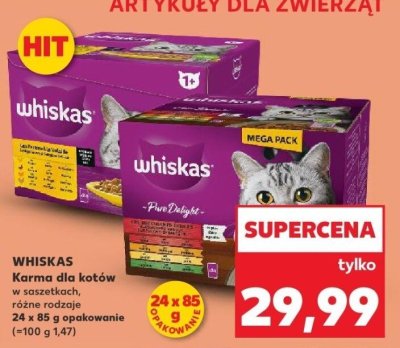 Karma dla kotów WHISKAS w saszetkach różne rodzaje 24 x 85 g promocja w Kaufland