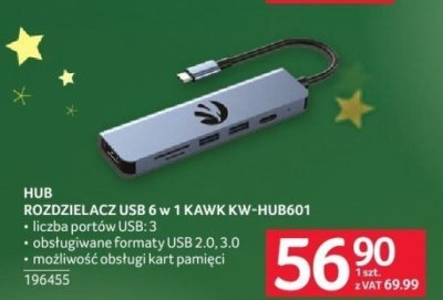 Hub Rozdzielacz USB 6w 1 KAWK KW-HUB601 196455 promocja w Selgros