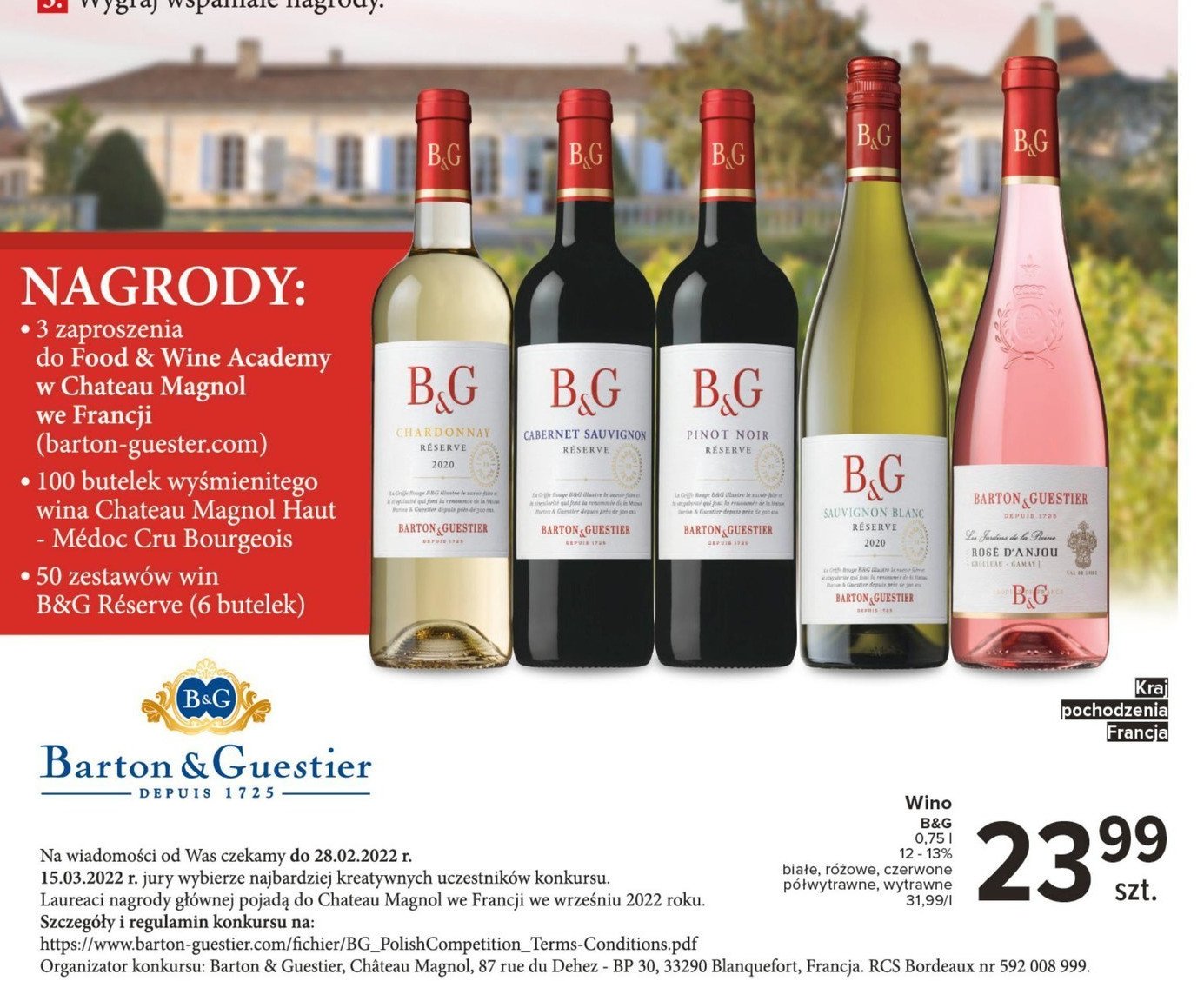Wino B&g cabernet sauvignon reserve promocja