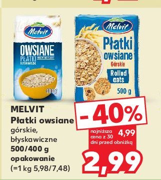 Płatki owsiane błyskawiczne Melvit promocja