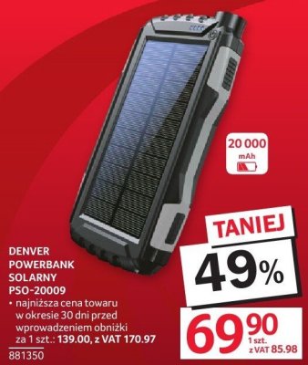 Powerbank solarny DENVER PSO-20009 promocja w Selgros