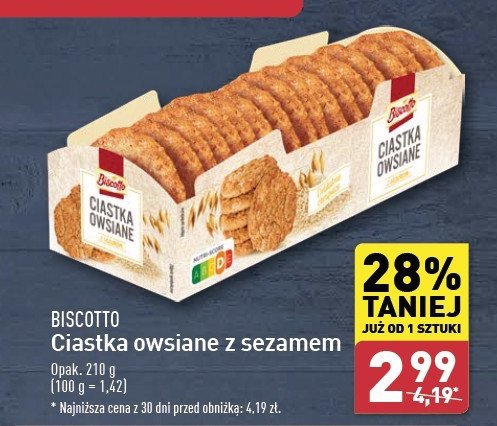 Ciasteczka owsiane z sezamem Biscotto promocja