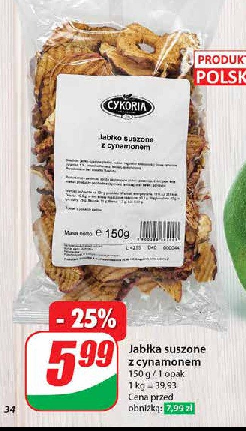 Jabłka suszone z cynamonem Cykoria promocja w Dino