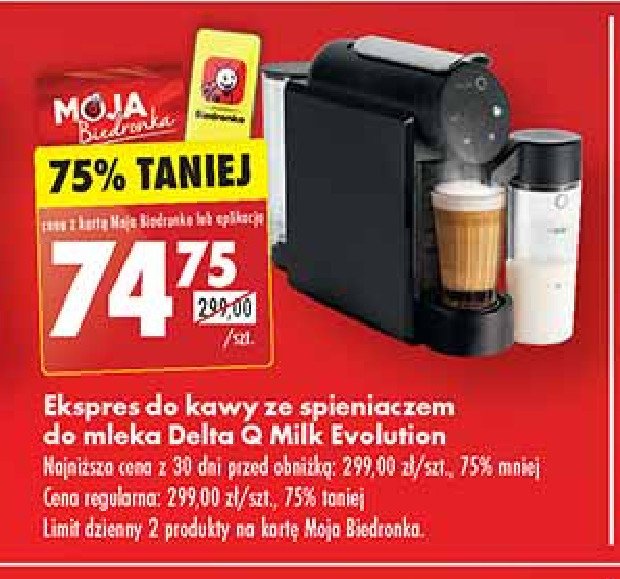 Ekspres milk qool evolution ze spieniaczem do mleka Delta q promocja w Biedronka