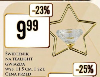 Świecznik na tealight gwiazda 11,5 cm promocja w Dino