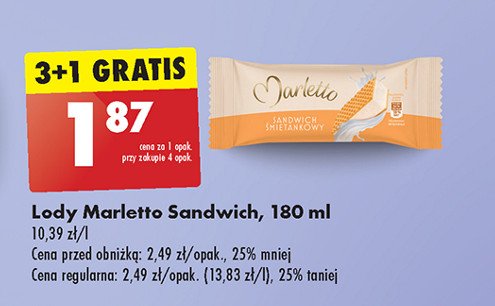 Kanapka lodowa 艣mietankowa Marletto promocja