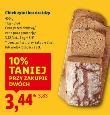 Chleb żytni bez drożdży promocja w Lidl