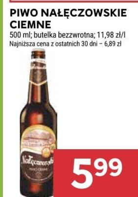 Piwo Nałęczowskie ciemne butelka bezwrotna promocja w Stokrotka