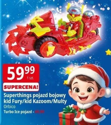 Superthings pojazd bojowy kid Fury/kid Kazoom/Multy Orbico Turbo Ice pojazd promocja w Leclerc