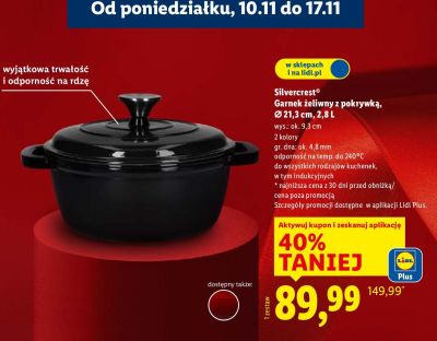 Garnek żeliwny z pokrywką promocja w Lidl