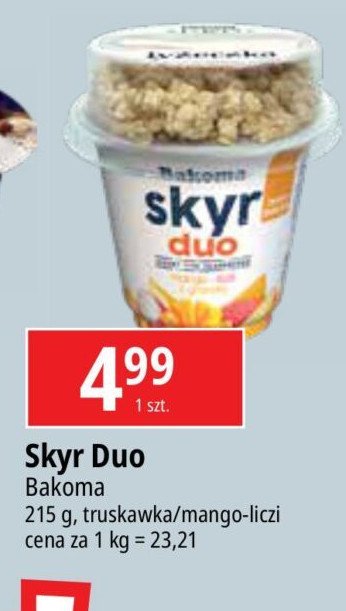 Jogurt duo truskawka z granolą Bakoma skyr promocja