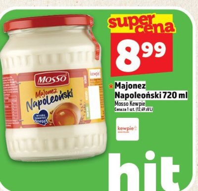 Majonez Napoleonski 720 ml Mosso Kewpie promocja w TOPAZ