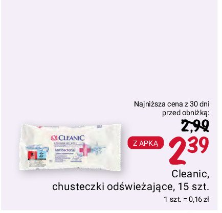 Chusteczki antibacterial Cleanic promocja
