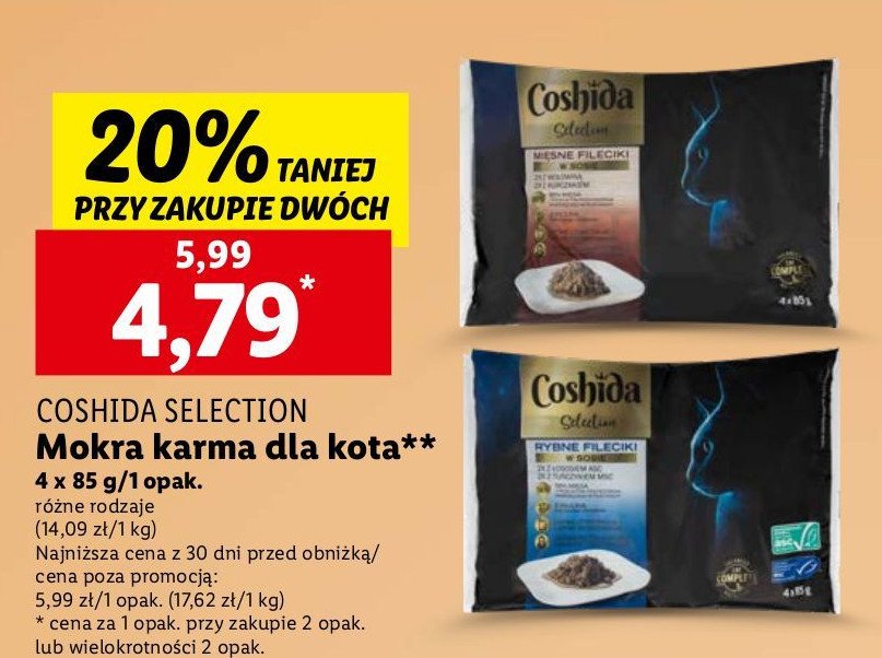 Karma dla kota wołowina Coshida selection promocja