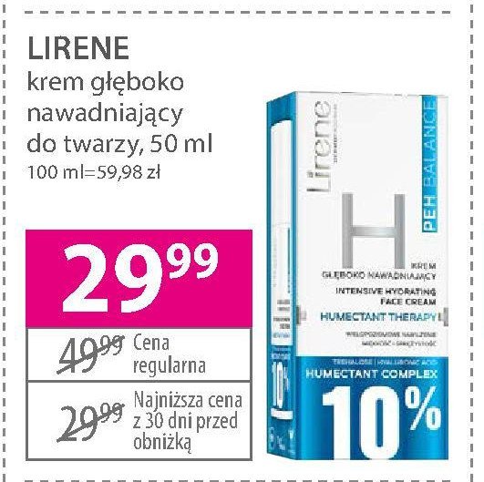 Krem do twarzy głęboko nawadniający Lirene peh balance promocja