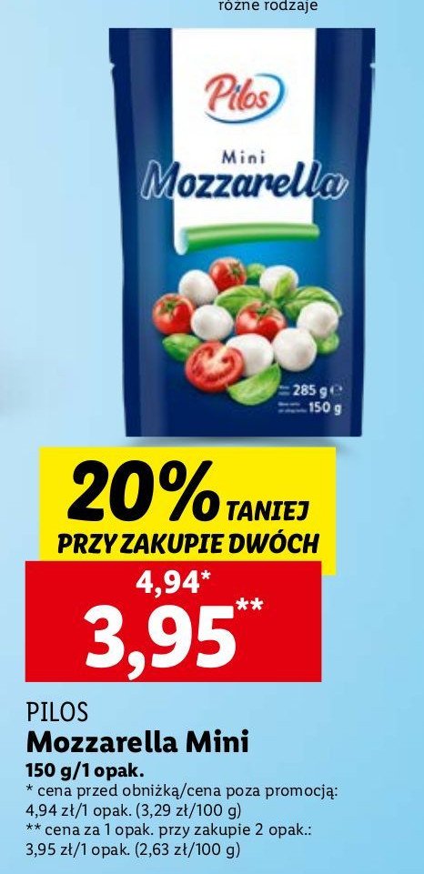 Ser mozzarella mini Pilos promocja