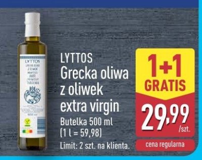 Grecka oliwa z oliwek extra virgin LYTTOS promocja w Aldi