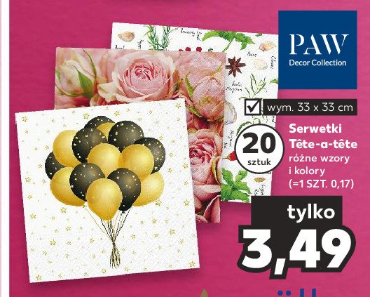 Serwetki 33 x 33 cm tete a tete Paw promocja
