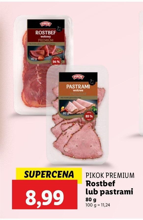 Pastrami wołowe Pikok premium promocja w Lidl