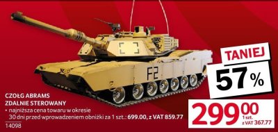 Czołg zdalnie sterowany CZOŁG ABRAMS ZDALNIE STEROWANY promocja w Selgros