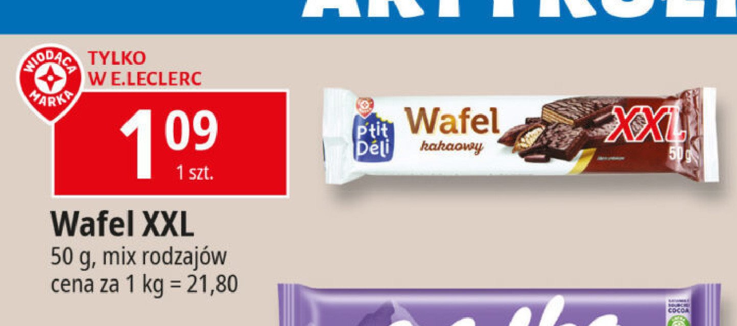 Wafelek kakaowy w czekoladzie xxl Wiodąca marka p'tit deli promocja