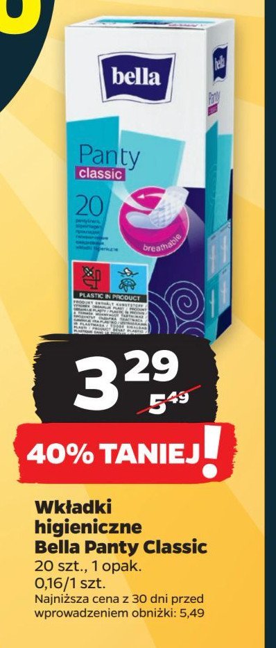 Wkładki higieniczne Bella panty classic promocja