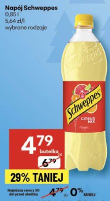 Napój Schweppes 0,85l promocja w Delikatesy Centrum