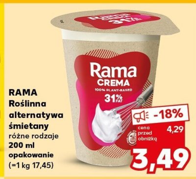 Margaryna Rama Crema roślinna alternatywa śmietany, różne rodzaje 200ml promocja w Kaufland