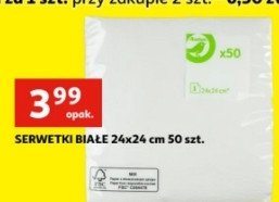 Serwetki bia艂e 1 warstwowe 24 x 24 cm Auchan promocja
