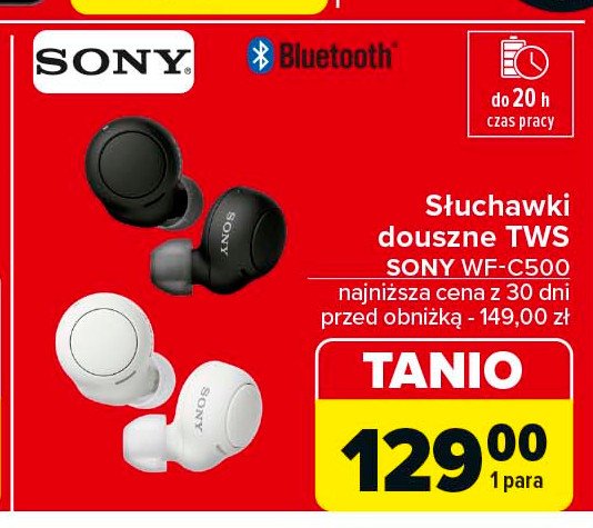 Słuchawki douszne wf-c500 białe Sony promocja