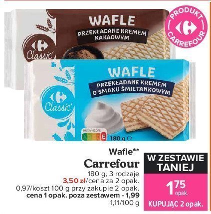 Wafle z kremem o smaku kakaowym Carrefour promocja