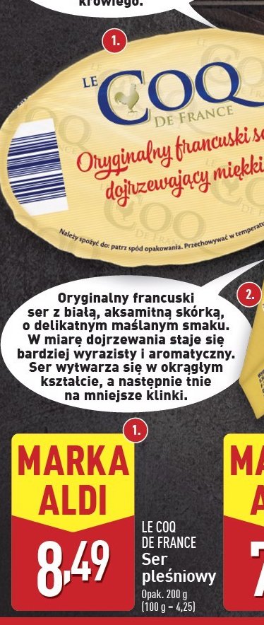 Ser dojrzewający miękki Le coq (aldi) promocja w Aldi