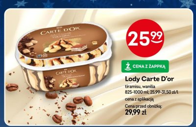 Lody Carte D'or tiramisu, wanilia promocja w Żabka