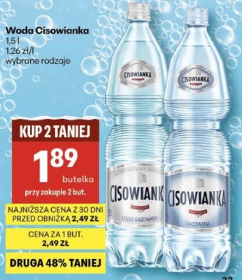 Woda Cisowianka promocja w Delikatesy Centrum