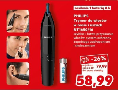Trymer Philips do włosów w nosie i uszach NT1650/16 promocja w Kaufland