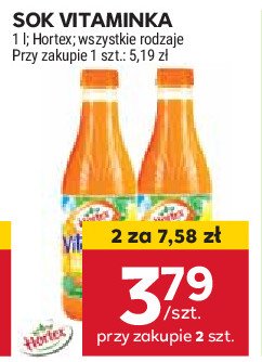 Sok marchew-jabłko-banan Hortex vitaminka promocja w Stokrotka